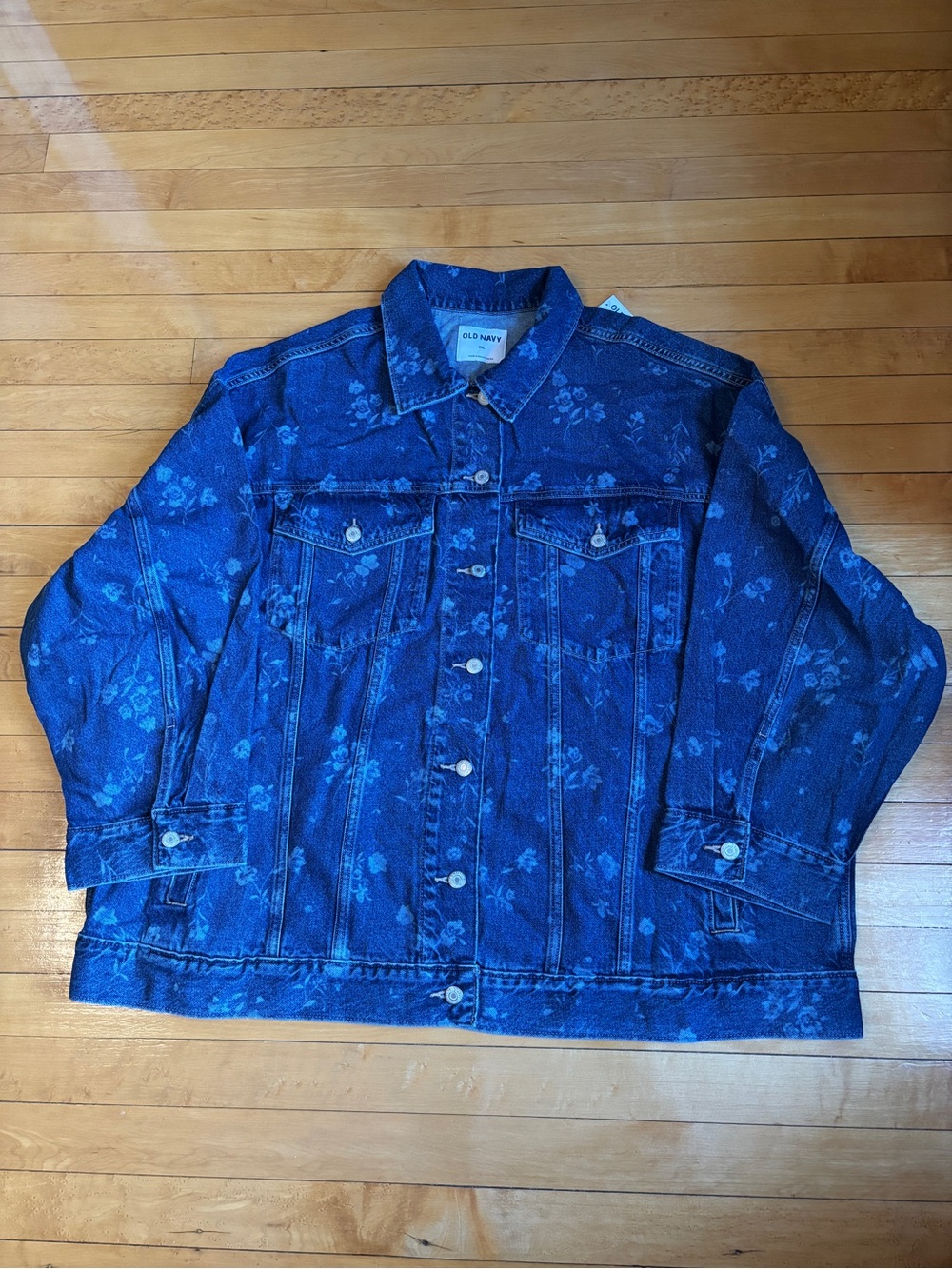 NWT Oversized Floral Print Trucker Jean Jacket | Indigo Denim | Women’s Plus XXL
